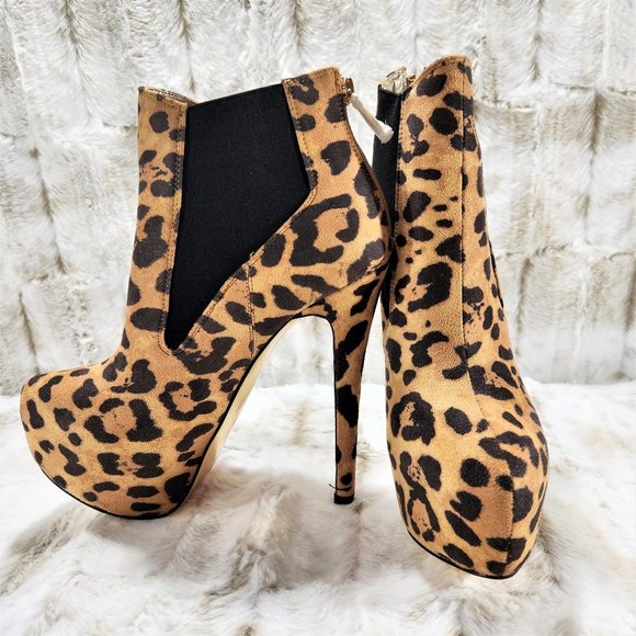 Luichiny Sexy Leopard 6" High Heels Platform Ankle Boots - Picture 3 of 12